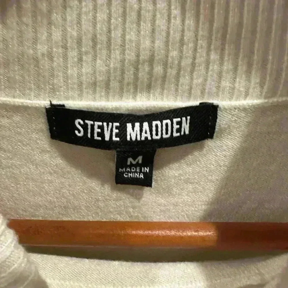 Steve Madden Gretta Turtleneck Long Sleeve Sweater Minidress Cream/Black  M - Picture 4 of 6